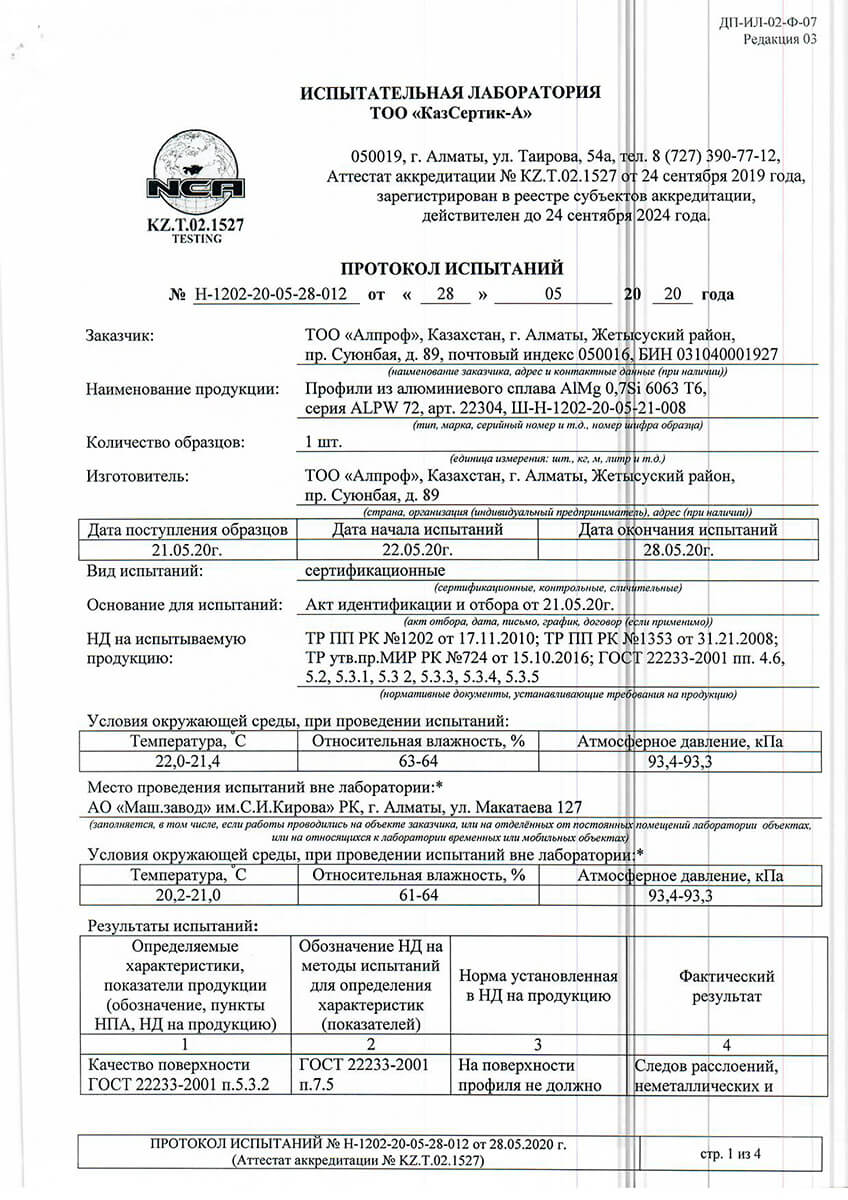 Test protocols for ALPW 62 and 72